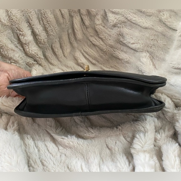 Vintage Coach Black Leather Convertible Clutch No Strap